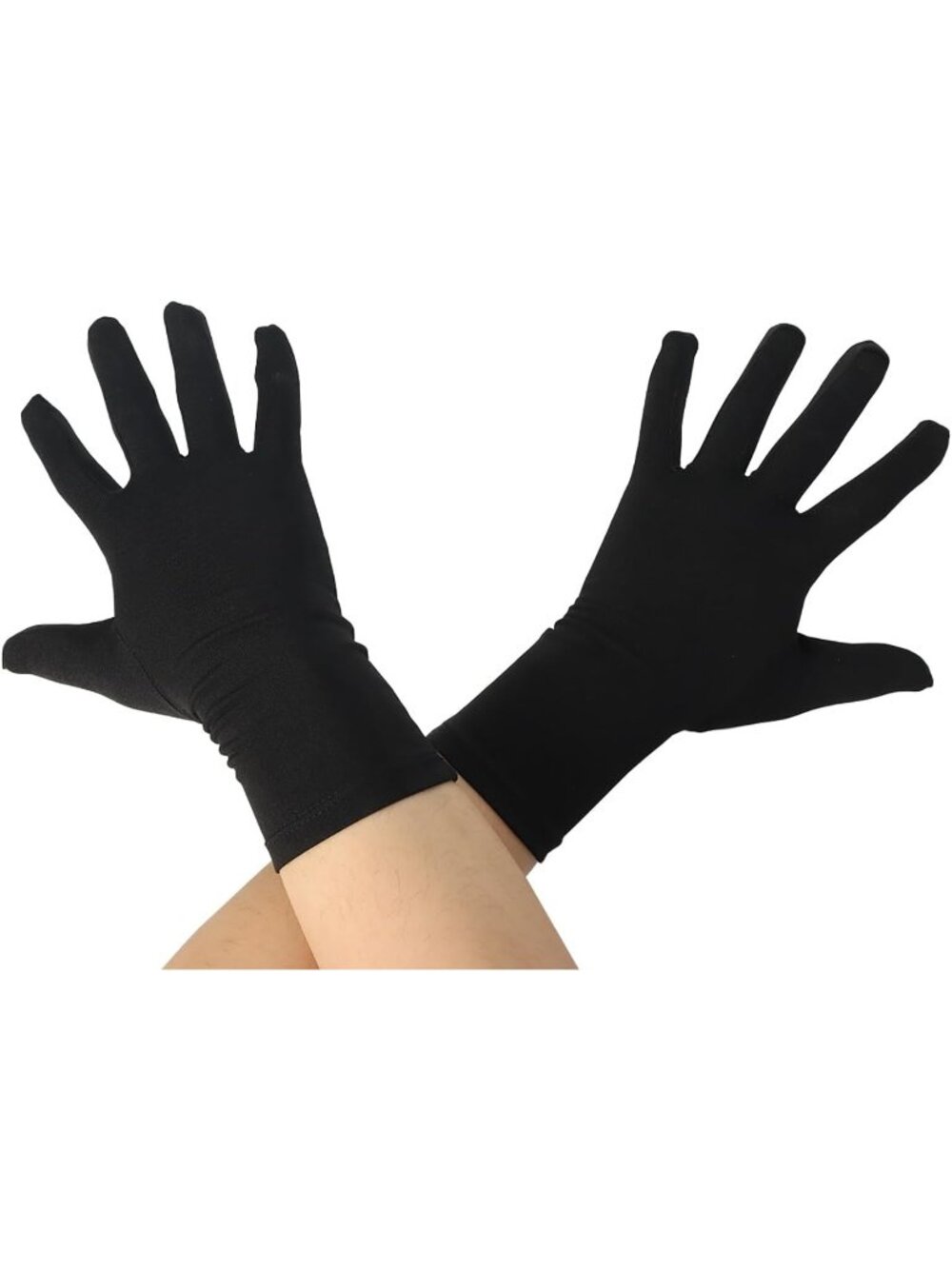 Women's Black 9.5“ Unisex Short Spandex Length Stretchy Costume Gloves
